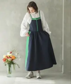 forksy. グリーンネイビー　ハーフジップ　ジャージ　キャミワンピースのサムネイル