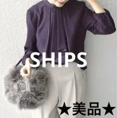 SHIPS シップス　小紋プリントブラウス（レッド）