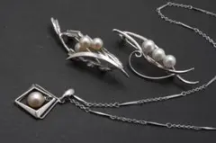 至高の逸品★★アンティーク　アコヤ真珠ブローチ＆ネックレス　まとめて★