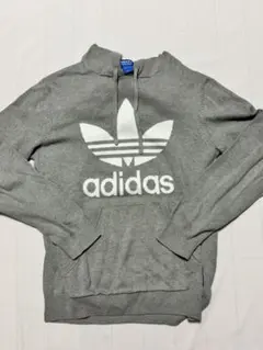 adidas グレー ニットパーカー フード付き