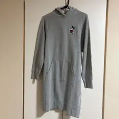 ミッキーマウス フード付きワンピース グレー