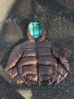 columbia マウンテンパーカー パフダウンジャケット ブラウン ターコイズ