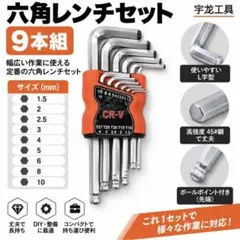 六角レンチ 9本セット L字 ボールポイント 工具セット DIY 修理　家具組立
