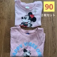 ディズニー ミニーマウス Tシャツ 2枚セット　90サイズ　Disney ピンクのサムネイル