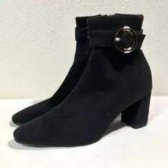 RANDA ソフトストレッチ チャンキーヒール　ショートブーツ ブラック L