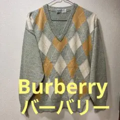 【未使用】バーバリー　メンズ/レディースVネックニットセーター