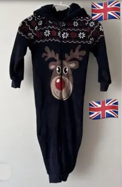 MATALAN トナカイ柄　オールインワン　ルームウェア　ネイビー　イギリス購入