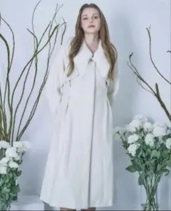 Riu リウ Fur collar long coat グレー Rちゃん - メルカリ