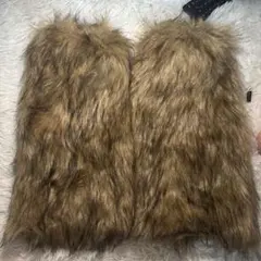 ブラウン フェイクファー レッグウォーマー