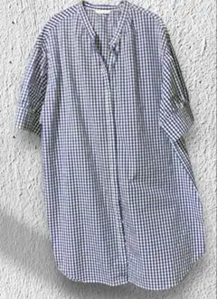 【極美品】ビターシロップ　シャツワンピース　ギンガムチェックネイビー　5L