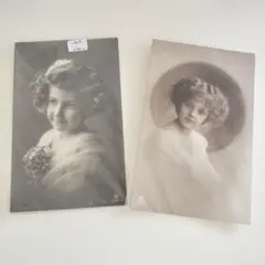 ポストカード 写真カード 3枚 子ども 人形 セピア色 1920年代/K719 ポストカード 写真カード 3枚 子ども 人形 セピア色 1920年代/K719