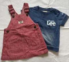 Buddy LeeTシャツセットとOshkosh赤白ストライプワンピースセット