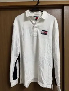 TOMMY JEANS ラガーシャツ 長袖 ホワイト