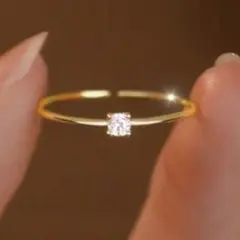 S925素材リング　ソリティアリング　CZダイヤ　シンプル　エレガント　華奢