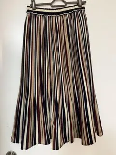 ストライプ プリーツ ロングスカート