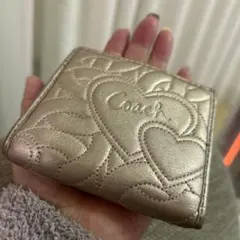 Coach 二つ折り財布 ゴールド ハート型