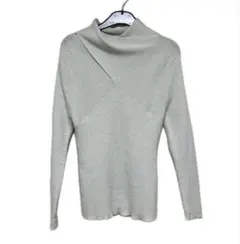 AnnLeene ラメ入りリブニット ハイネックセーター 襟元クロス おしゃれ