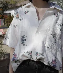 Spick and Span ジャガードレースハーフスリーブシャツ 開襟シャツ