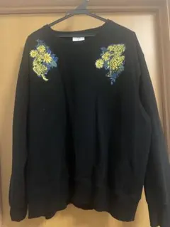 y2k 刺繍トレーナー ブラック