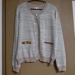 TITICACAチチカカ　長袖ニットカーディガン　ボタン　ボーダー　ポケット裏地