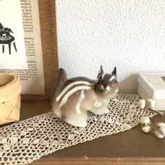 ロモノーソフ　フィギュリン（フィギュア)置物 りす　希少シマリス　お探しの方に♪ ロモノーソフ フィギュリン（フィギュア)置物 リス 立ち姿 りす