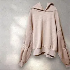 アウトドア【F】パーカー トップス 長袖 フード 裏起毛 ゆったり ボリューム袖