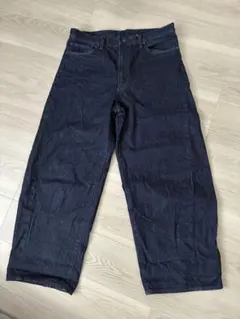 GU メンズデニム ダークブルー ワイドパンツ 33