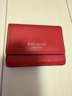【美品】kate spade レザー 三つ折り財布 レッド