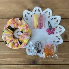 キッズ　ヘアアクセサリー 5点セット　10 猫オレンジ系