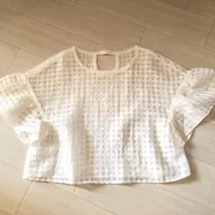 merry jenny シアーギンガムフレアブラウス