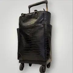 美品　Swany スワニー クロコ型押し レザー キャリーバッグ ブラックのサムネイル