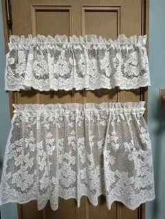 花柄フリル付きカフェカーテン 150×70㎝ 1枚 - メルカリ