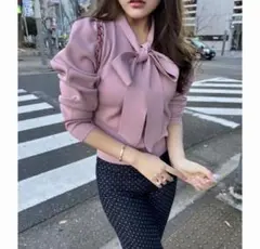 sheller シェリエ リボンブラウス ピンクのサムネイル