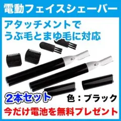 電池付★電動フェイスシェーバー（ブラック）2本セット/眉毛/うぶ毛/ムダ毛のサムネイル