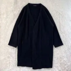 ジーナシスJEANASIS ニットロングカーディガン Fブラックオーバーサイズ