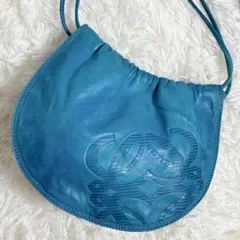 LOEWE ロエベ アナグラム 巾着 ショルダーバッグ ポシェット ターコイズ