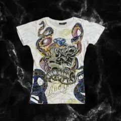 Christian Audigier ラインストーン スカル Tシャツ