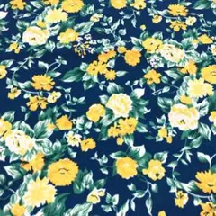 奉仕品☆ USAコットン レトロ　フラワー　花柄　イエロー　グリーン