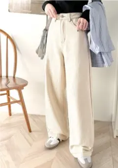 クラシカルエルフ　ハイウエスト ルーズ デニム パンツ　ナチュラル　Мサイズ