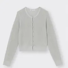 GU シアーラメショートカーディガン ライトグレー