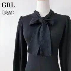 【美品】　グレイル　ボウタイリボンボリュームスリーブニットセーターブラック