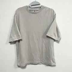 ユニクロ　エアリズムコットンオーバーサイズTシャツ/5分袖　ベージュ