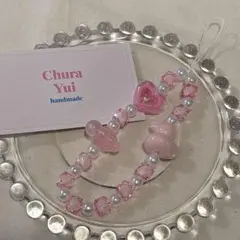 ビーズストラップ ハンドメイド ピンク