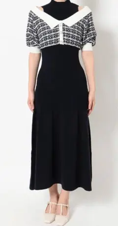 新品タグ付き　ダズリン dazzlin ツイードショートニットワンピース