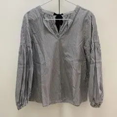 スローブイエナ　ストライプ柄 ボリューム袖 ブラウス バックリボン　美品！！のサムネイル