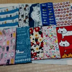 こばやし猫生地　縦50cm横25cm 10枚セット 柄変更不可