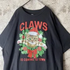 No2569 古着　Tシャツ　アニマル　ネコ　猫　ポップ　ブラック　黒　アート