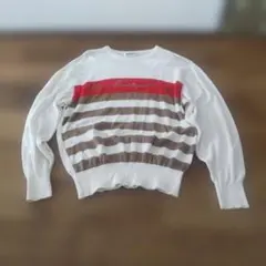 ゴルフ用Munsingwear 長袖コットンセーター ボーダー Lサイズ