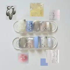 【40】ネイルチップ/韓国/ニュアンス/星/リボン/マグネット/うるうる/レース