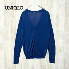 UNIQLO 長袖Ｖネックシアーカーディガン XL 青 透け感 薄手 軽量